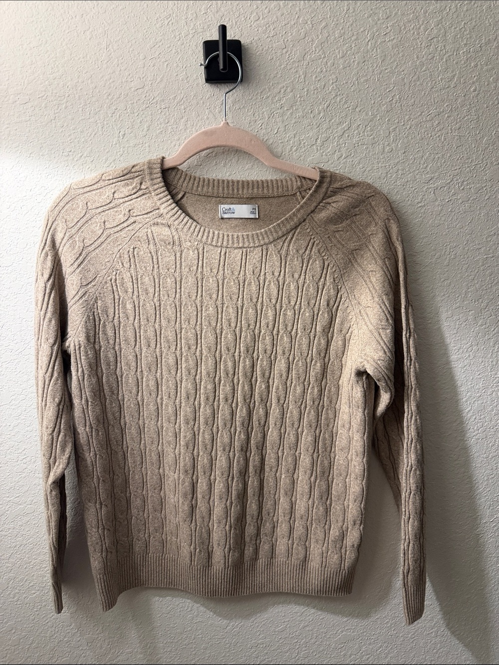 Women’s Cable-Knit Crewneck Sweater in Beige-Taupe by Croft & Barrow